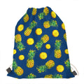 Blue Pineapple Pattern Print Drawstring Bag