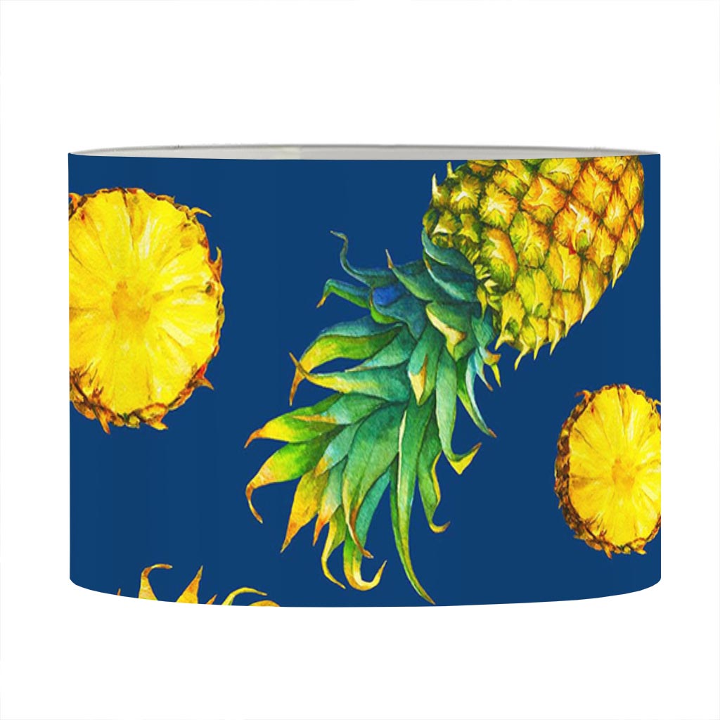 Blue Pineapple Pattern Print Drum Lamp Shade