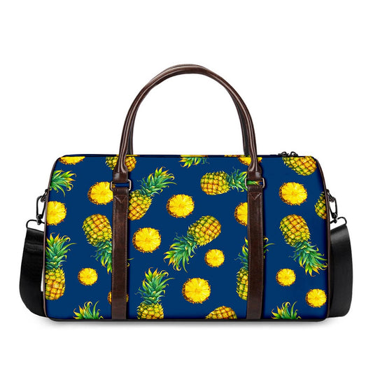 Blue Pineapple Pattern Print Duffle Bag