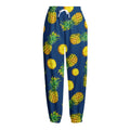 Blue Pineapple Pattern Print Fleece Lined Knit Pants