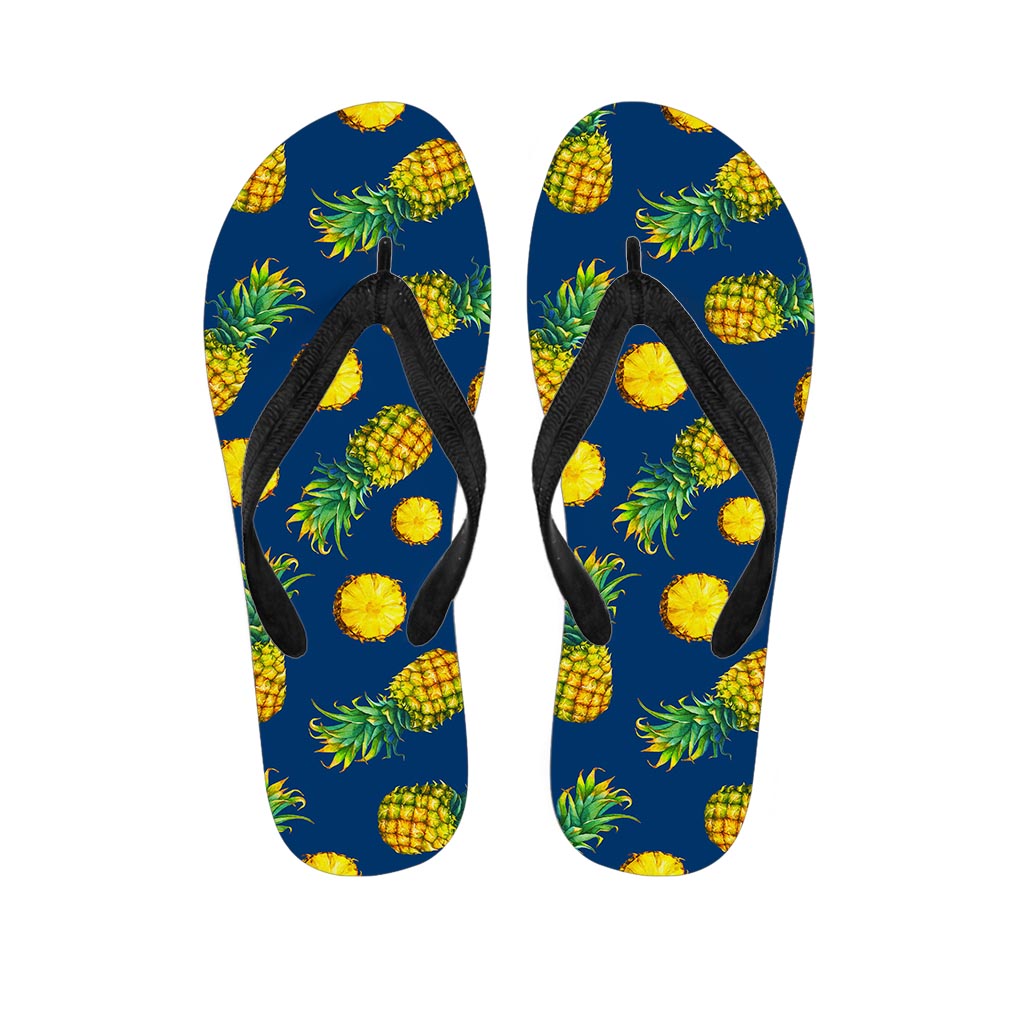 Blue Pineapple Pattern Print Flip Flops