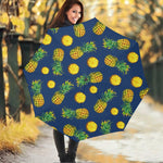Blue Pineapple Pattern Print Foldable Umbrella