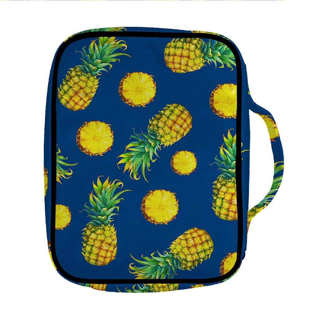 Blue Pineapple Pattern Print Front Pocket Bible Bag