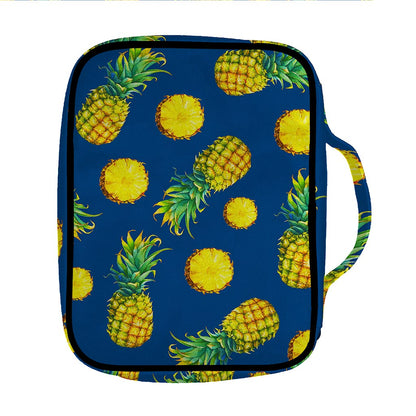 Blue Pineapple Pattern Print Front Pocket Bible Bag