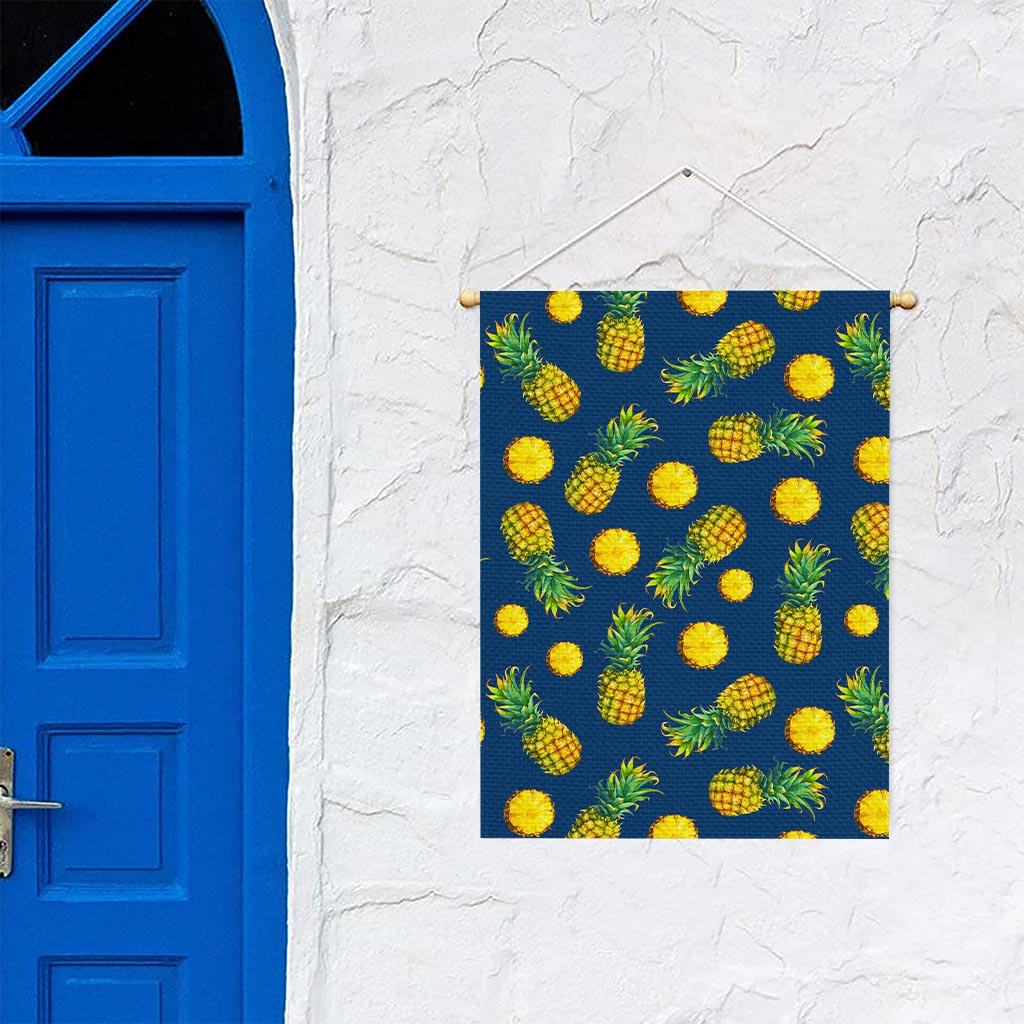 Blue Pineapple Pattern Print Garden Flag