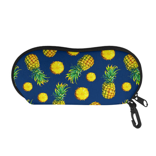 Blue Pineapple Pattern Print Glasses Case