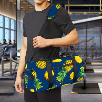 Blue Pineapple Pattern Print Gym Bag