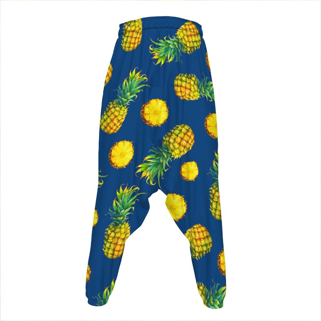 Blue Pineapple Pattern Print Hammer Pants
