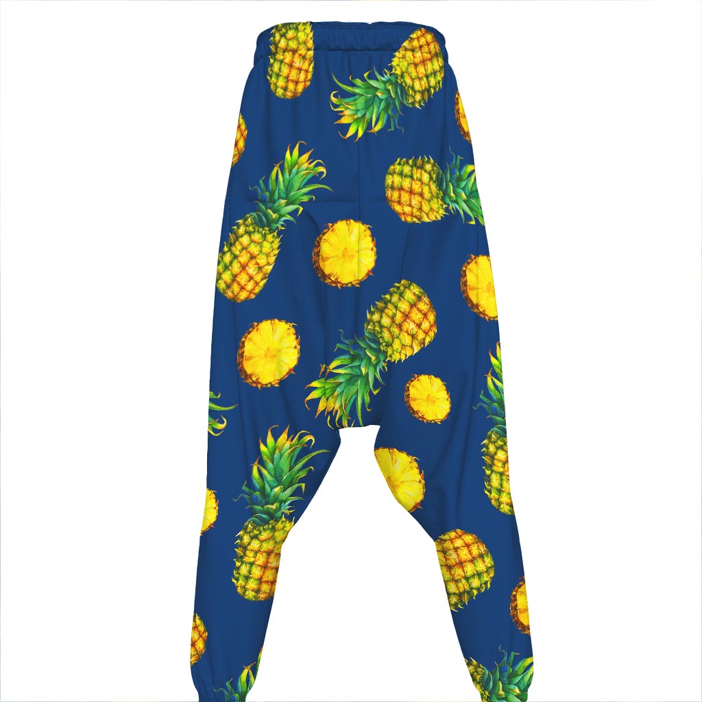 Blue Pineapple Pattern Print Hammer Pants