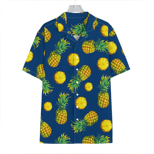 Blue Pineapple Pattern Print Hawaiian Shirt