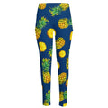 Blue Pineapple Pattern Print High-Waisted Pocket Leggings