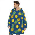 Blue Pineapple Pattern Print Hoodie Blanket