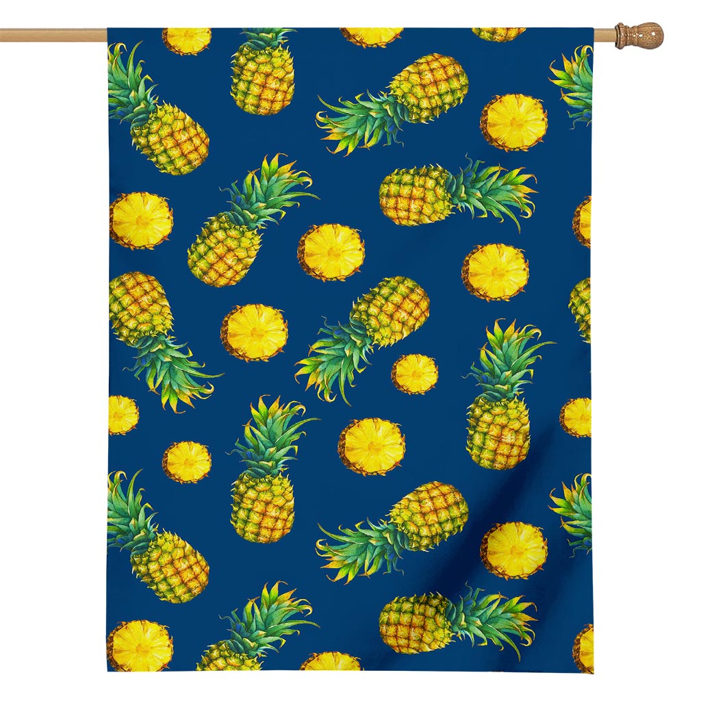 Blue Pineapple Pattern Print House Flag