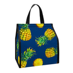 Blue Pineapple Pattern Print Insulated Lunch Tote