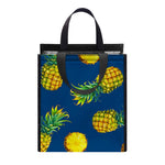 Blue Pineapple Pattern Print Insulated Lunch Tote