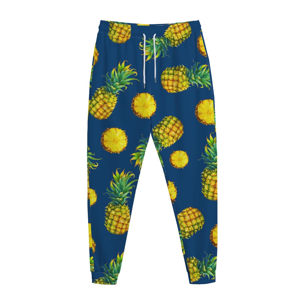 Blue Pineapple Pattern Print Jogger Pants