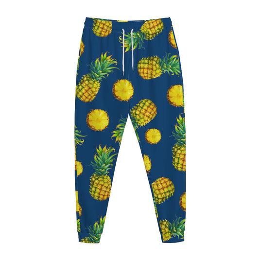 Blue Pineapple Pattern Print Jogger Pants