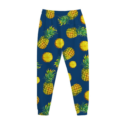 Blue Pineapple Pattern Print Jogger Pants