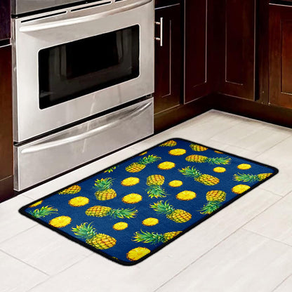 Blue Pineapple Pattern Print Kitchen Mat