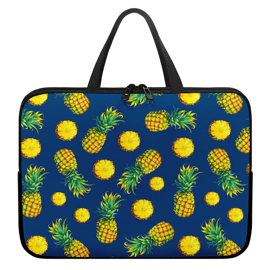 Blue Pineapple Pattern Print Laptop Sleeve With Handle