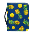 Blue Pineapple Pattern Print Leather Bible Cover