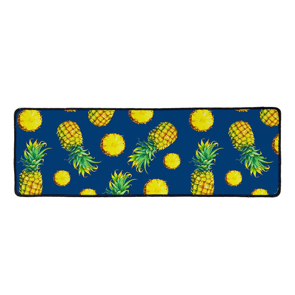 Blue Pineapple Pattern Print Long Kitchen Mat