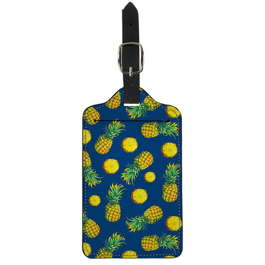 Blue Pineapple Pattern Print Luggage Tag