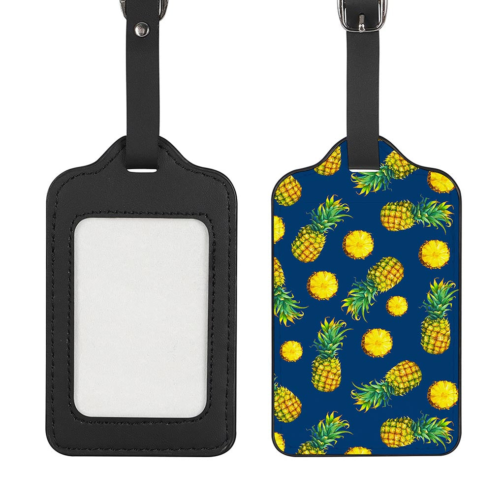 Blue Pineapple Pattern Print Luggage Tag