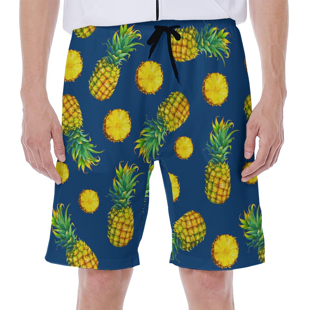 Blue Pineapple Pattern Print Men's Beach Shorts