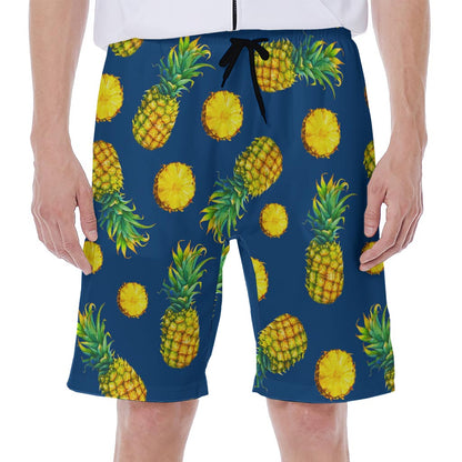 Blue Pineapple Pattern Print Men's Beach Shorts