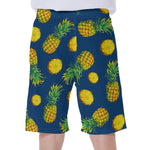 Blue Pineapple Pattern Print Men's Beach Shorts