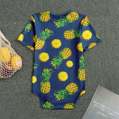 Blue Pineapple Pattern Print Men's Bodysuit