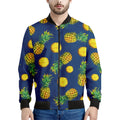 Blue Pineapple Pattern Print Men's Bomber Jacket