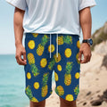 Blue Pineapple Pattern Print Men's Cargo Shorts