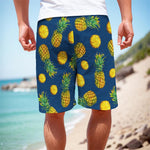 Blue Pineapple Pattern Print Men's Cargo Shorts