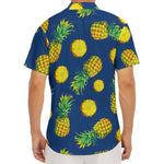 Blue Pineapple Pattern Print Men's Deep V-Neck Shirt
