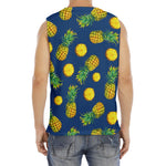 Blue Pineapple Pattern Print Men's Fitness Tank Top