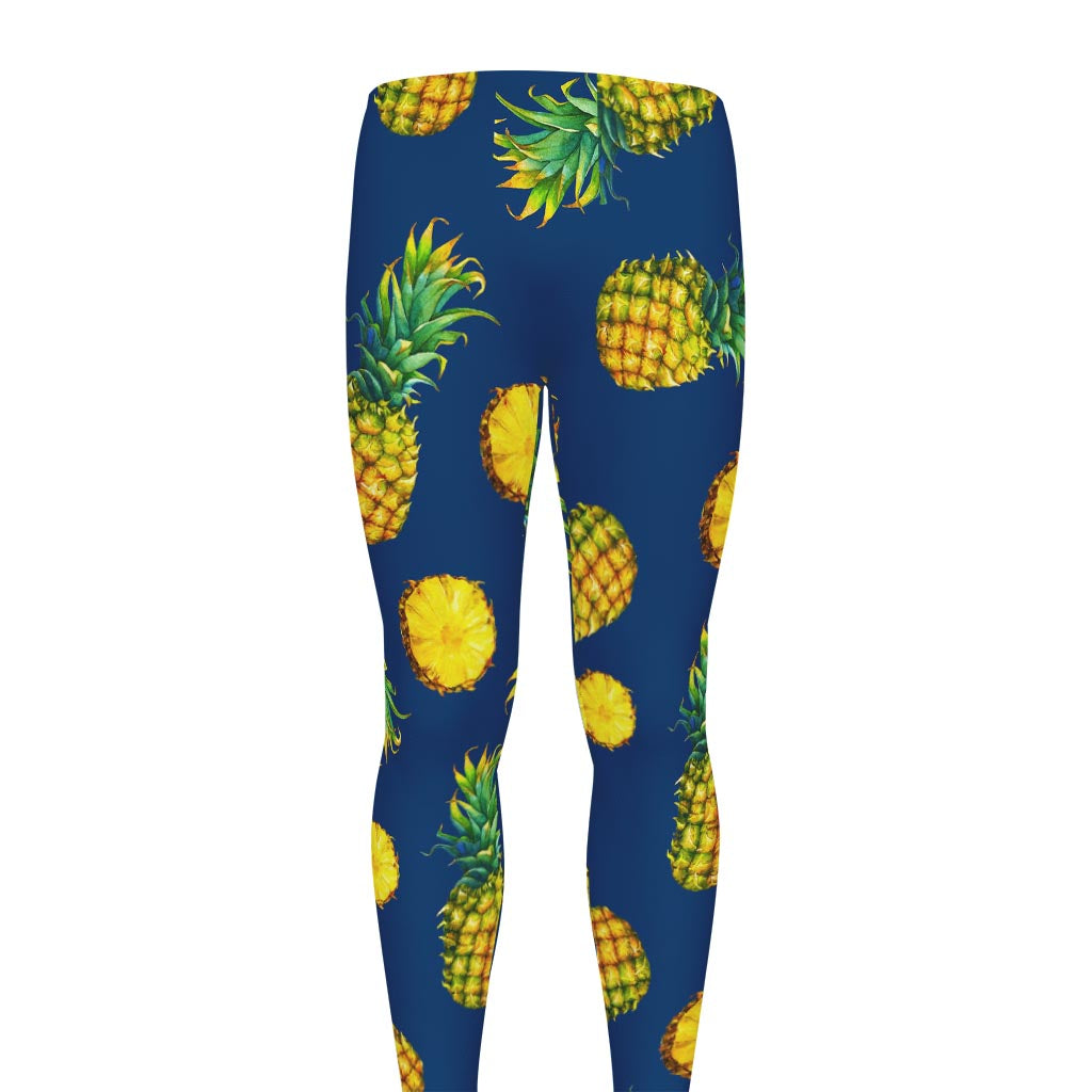 Blue Pineapple Pattern Print Men's leggings