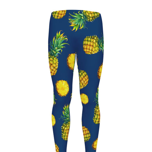 Blue Pineapple Pattern Print Men's leggings