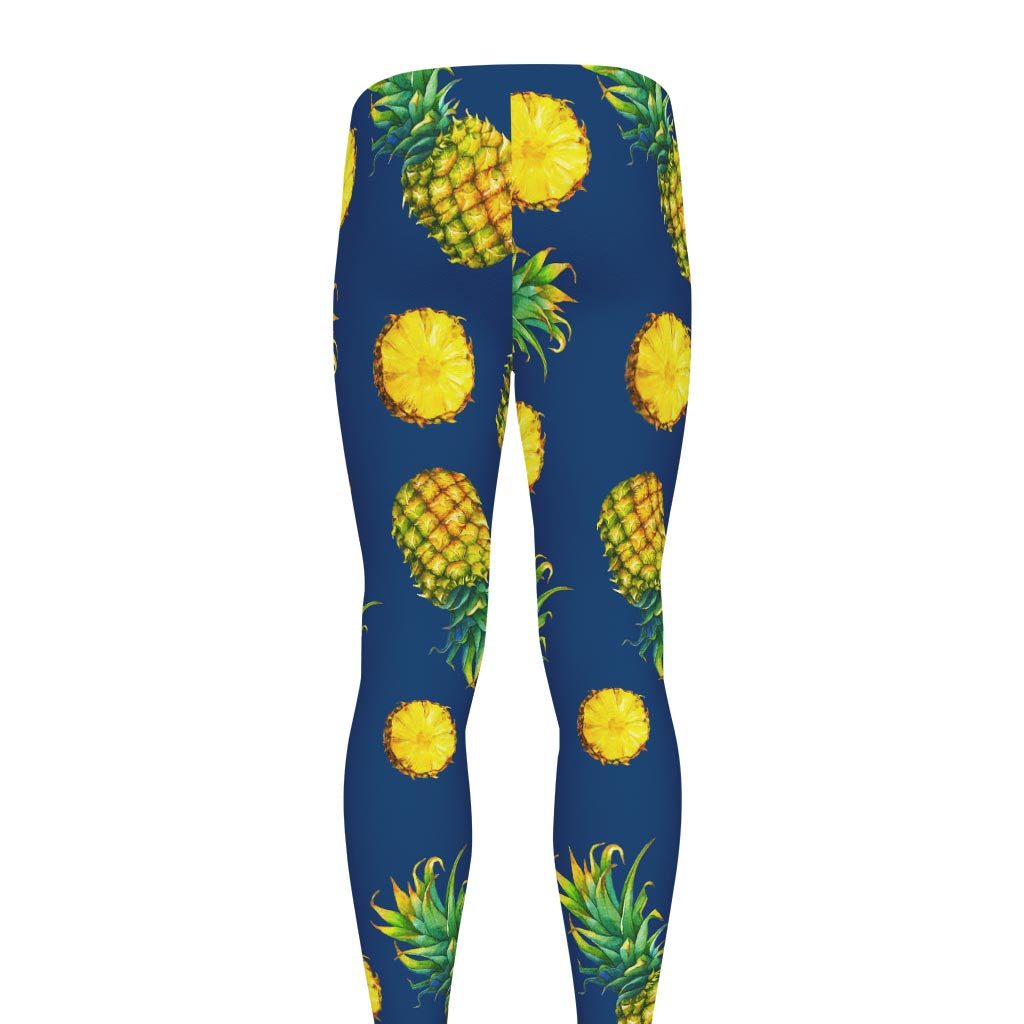 Blue Pineapple Pattern Print Men's leggings