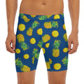 Blue Pineapple Pattern Print Men's Long Boxer Briefs