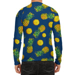 Blue Pineapple Pattern Print Men's Long Sleeve Rash Guard