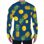 Blue Pineapple Pattern Print Men's Long Sleeve T-Shirt