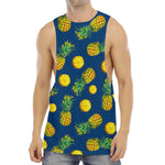 Blue Pineapple Pattern Print Men's Muscle Tank Top