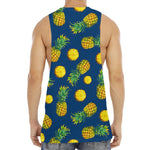 Blue Pineapple Pattern Print Men's Muscle Tank Top
