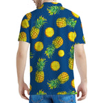 Blue Pineapple Pattern Print Men's Polo Shirt