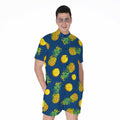 Blue Pineapple Pattern Print Men's Romper