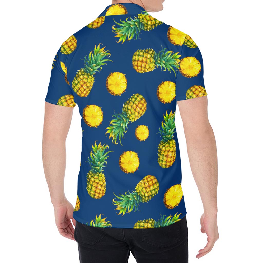 Blue Pineapple Pattern Print Men's Shirt