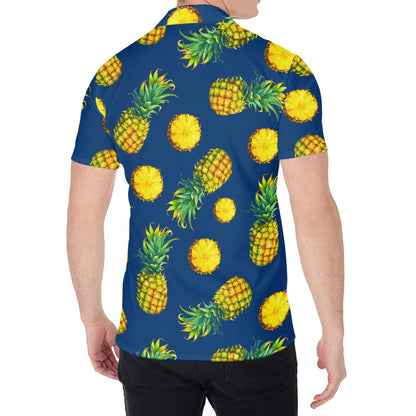 Blue Pineapple Pattern Print Men's Shirt