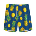 Blue Pineapple Pattern Print Men's Athletic Shorts
